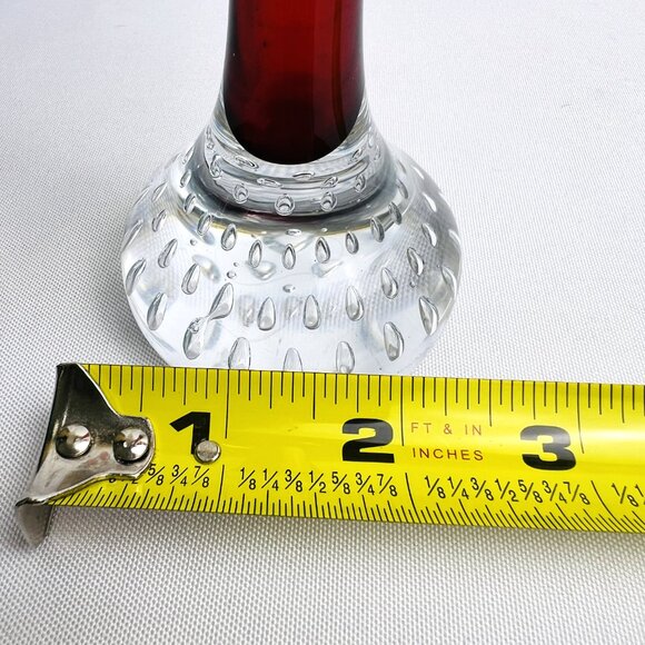 Aseda Jack in the Pulpit Vintage Vase Red Bullicante Clear Base Glow Sweden 8” - Picture 9 of 9